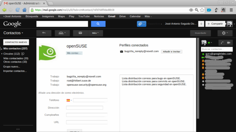 openSUSE - Administrador de contactos - jose.antonio.seguido@gmail.com - Gmail - Chromium_045
